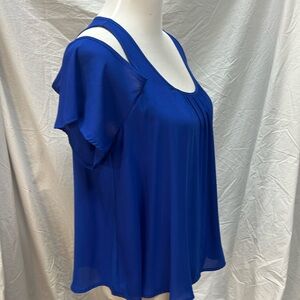 Cobalt Blue Cold Shoulder Blouse